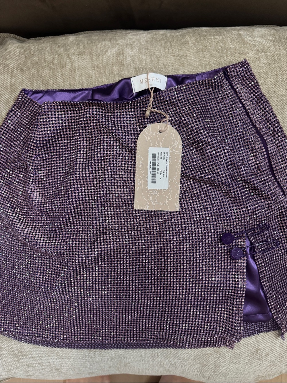 Meshki Violet Crystal-Embellished Mini Skirt